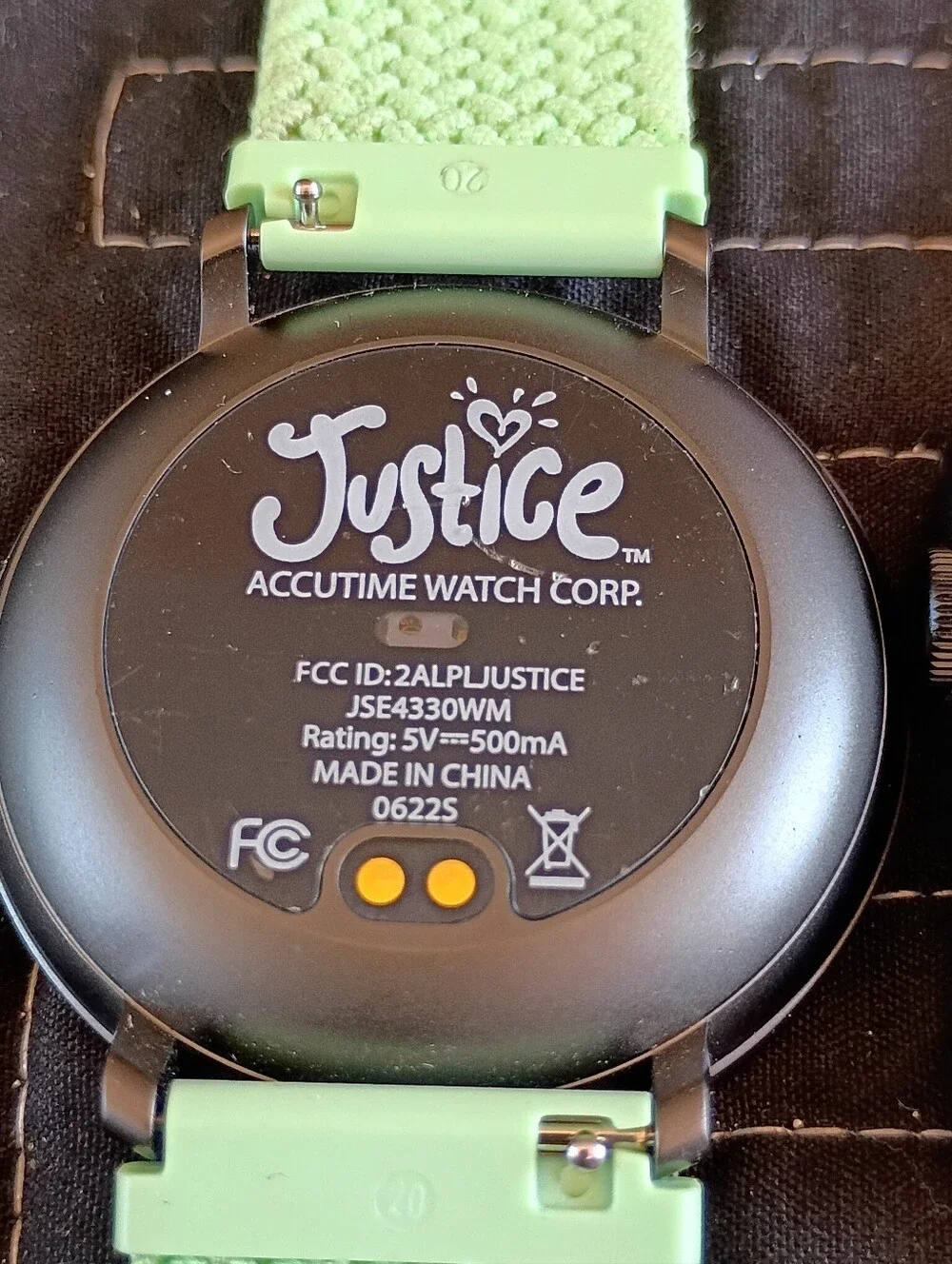 Justice Mint Green Braided and Light Pink Silicone Smartwatch Straps
